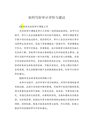如何写好审计评价与建议.docx