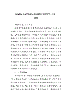 (11篇)2024年党纪学习教育检视剖析剖析问题及下一步努力方向范文.docx