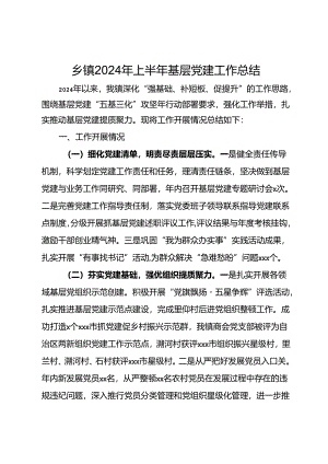 乡镇2024年上半年基层党建工作总结 .docx