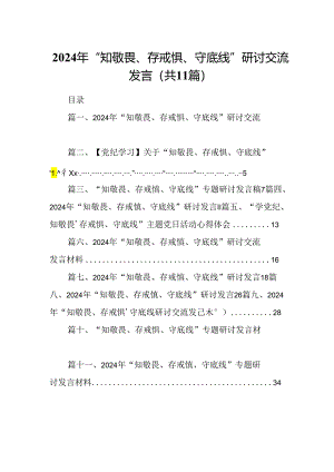 （11篇）2024年“知敬畏、存戒惧、守底线”研讨交流发言（精选）.docx