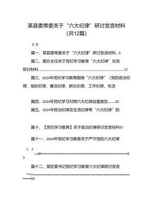 某县委常委关于“六大纪律”研讨发言材料【12篇】.docx