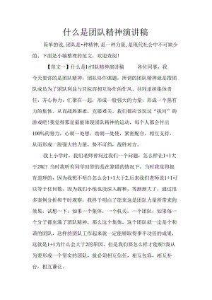 什么是团队精神演讲稿.docx