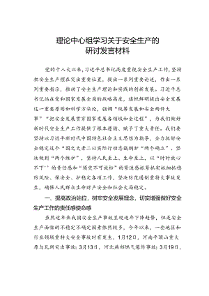 理论中心组学习关于安全生产的研讨发言材料.docx