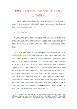 2024年上半年党建工作总结和下半年工作计划（精选）.docx