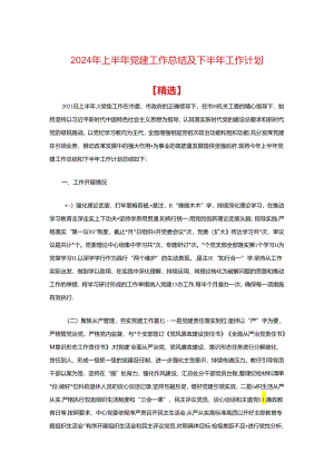 2024年上半年党建工作总结及下半年工作计划.docx