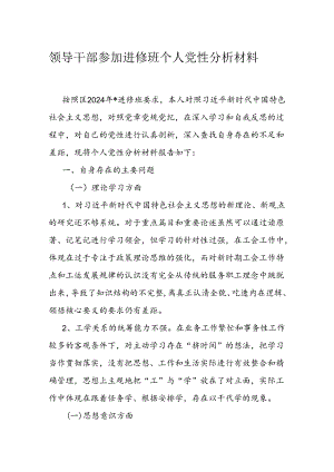 领导干部参加进修班个人党性分析材料.docx