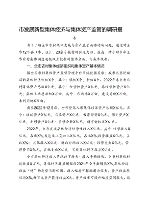 市发展新型集体经济与集体资产监管的调研报告.docx