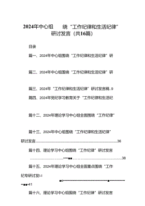 2024年中心组围绕“工作纪律和生活纪律”研讨发言（共16篇）.docx