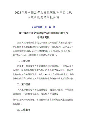 2024年集中整治群众身边腐败和不正之风问题阶段总结简报多篇.docx