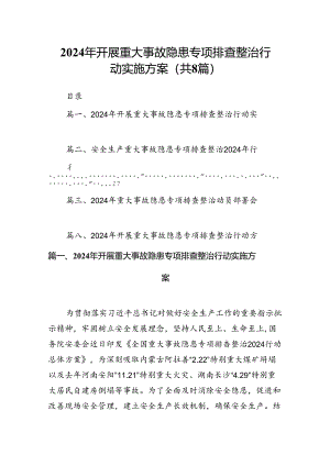 2024年开展重大事故隐患专项排查整治行动实施方案(8篇集合).docx