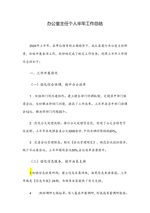 办公室主任个人半年工作总结.docx