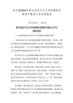 共九篇2024年群众身边不正之风和腐败问题集中整治工作自查报告.docx