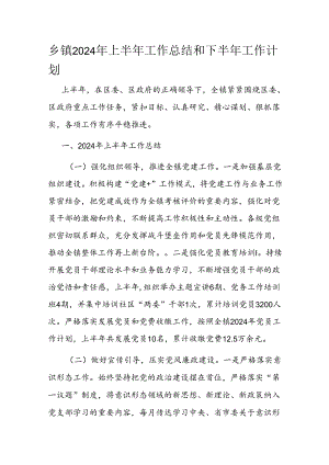 乡镇2024年上半年工作总结和下半年工作计划.docx