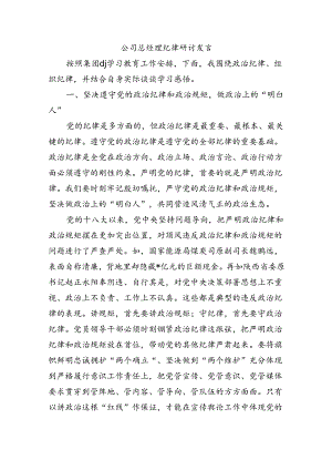 公司总经理纪律研讨发言.docx
