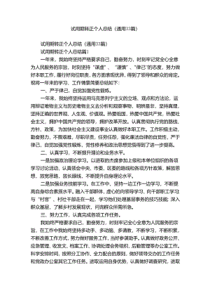 试用期转正个人总结（通用33篇）.docx