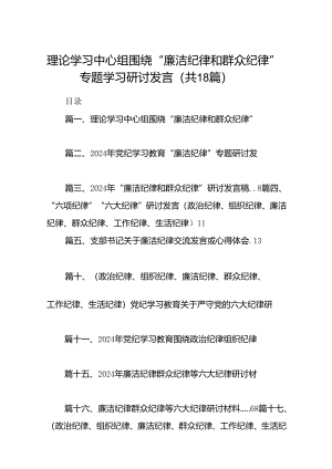 理论学习中心组围绕“廉洁纪律和群众纪律”专题学习研讨发言范文18篇（精选）.docx