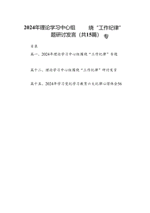 2024年理论学习中心组围绕“工作纪律”专题研讨发言（共15篇）汇编.docx
