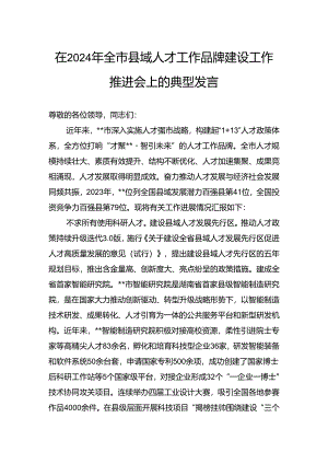 在2024年全市县域人才工作品牌建设工作推进会上的典型发言.docx