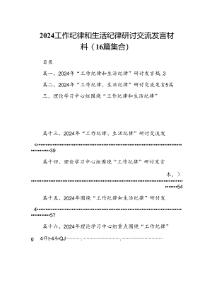 2024工作纪律和生活纪律研讨交流发言材料(16篇集合).docx