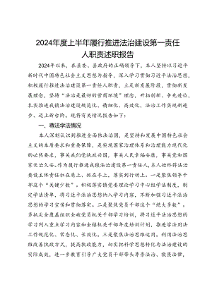 2024年度上半年履行推进法治建设第一责任人职责述职报告.docx