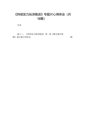 《持续发力纵深推进》专题片心得体会（共12篇）.docx