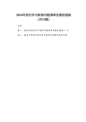 2024年党纪学习教育问题清单及整改措施(13篇合集）.docx