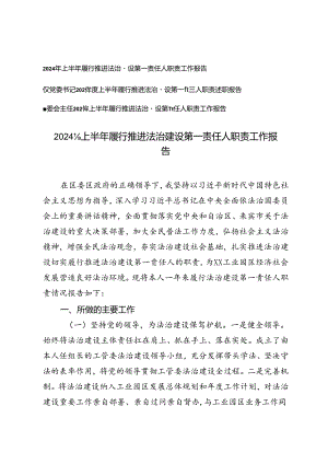 3篇 2024年上半年履行推进法治建设第一责任人职责工作报告述职报告.docx