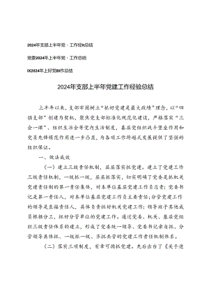 3篇 2024年支部、党委、镇上半年党建工作经验总结.docx