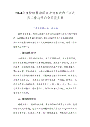 2024年度持续整治群众身边腐败和不正之风工作总结内含简报多篇.docx