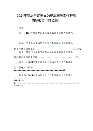 2024年整治形式主义为基层减负工作开展情况报告12篇供参考.docx