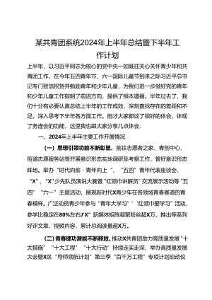 某共青团系统2024年上半年总结暨下半年工作计划.docx