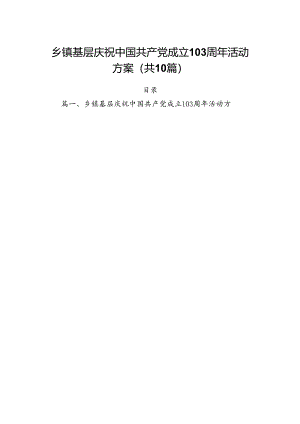 乡镇基层庆祝中国共产党成立周2024年活动方案10篇（详细版）.docx