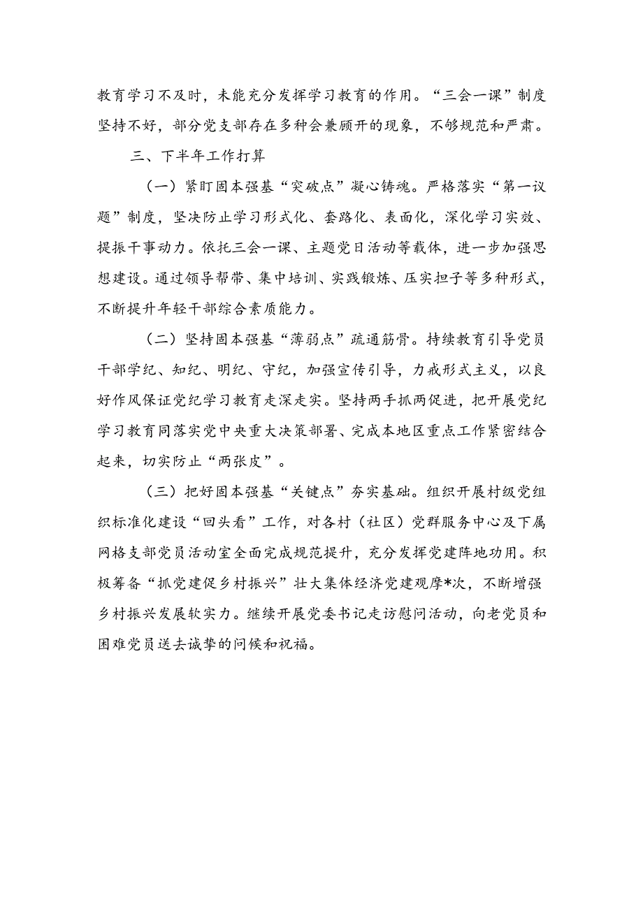 乡镇2024年上半年基层党建工作总结.docx_第3页