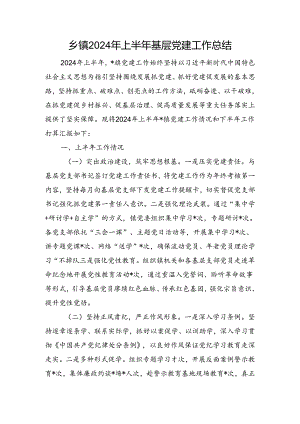 乡镇2024年上半年基层党建工作总结.docx