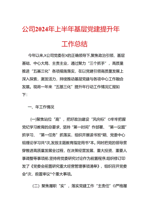 公司2024年上半年基层党建提升年工作总结.docx