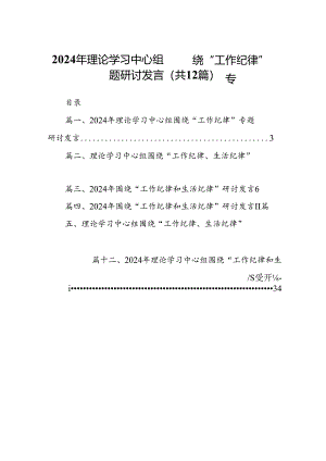 2024年理论学习中心组围绕“工作纪律”专题研讨发言（合计12份）.docx