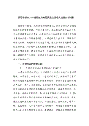 (11篇)领导干部2024年党纪教育专题民主生活个人检视剖析材料通用精选.docx