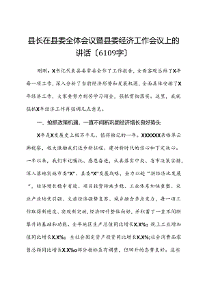 县长在县委全体会议暨县委经济工作会议上的讲话.docx