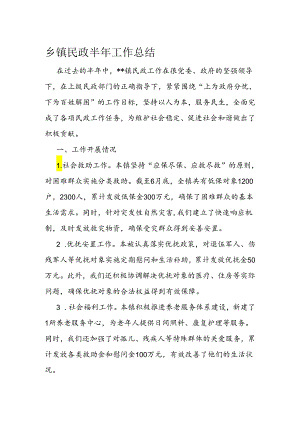 乡镇民政半年工作总结.docx