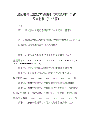 （16篇）某纪委书记党纪学习教育“六大纪律”研讨发言材料（合辑）.docx