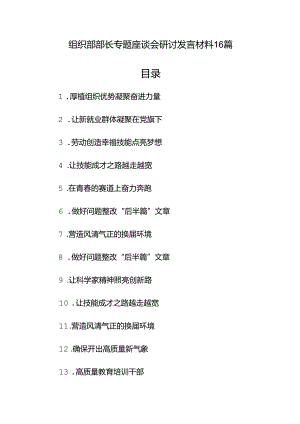 2024组织部部长专题座谈会研讨发言材料16篇.docx