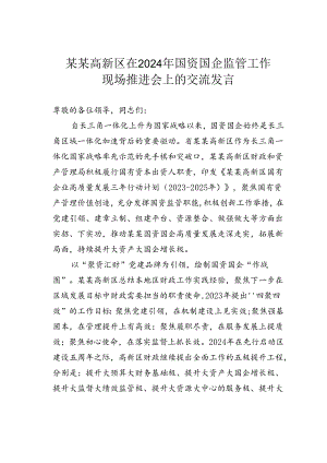 某某高新区在2024年国资国企监管工作现场推进会上的交流发言.docx