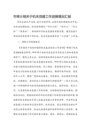 市审计局关于机关党建工作进展情况汇报.docx