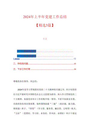 2024 年上半年党建工作总结.docx