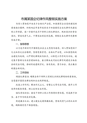 市属某国企纪律作风整顿实施方案.docx