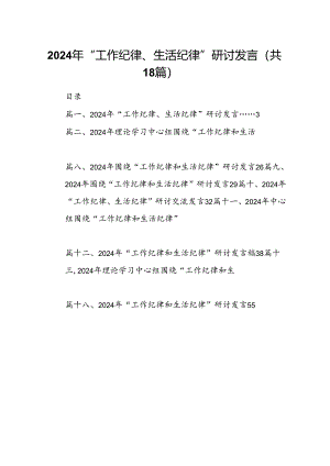 2024年“工作纪律、生活纪律”研讨发言18篇（精选）.docx