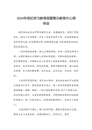 党员干部2024年党纪学习教育观看警示教育专题片心得感悟二十篇.docx