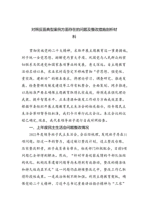 2024对照反面典型案例方面存在的问题及整改措施剖析材料范文精选(6篇).docx