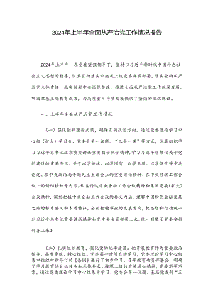 2024年上半年全面从严治党工作情况报告.docx