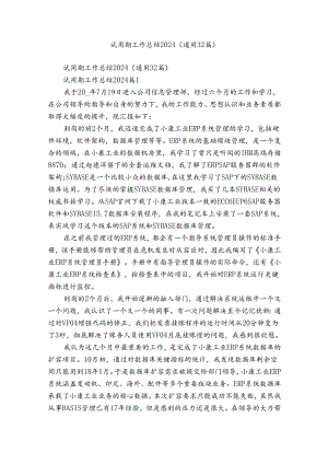 试用期工作总结2024（通用32篇）.docx